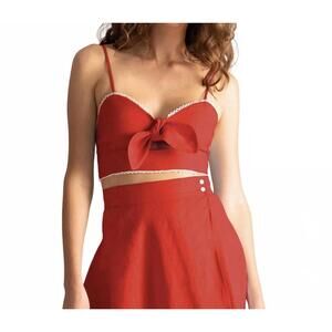 NEW MIGUELINA irene linen bralette in tomato